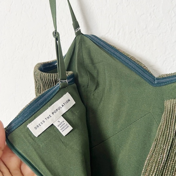 Dress The Population Gold and Green Metallic Midi Dress - Picture 8 of 8